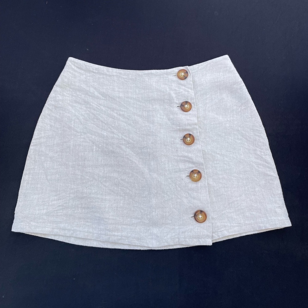 Reformation Cream Button-Front Skirt